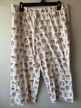Sleep Sense White Dog-Print Capri Pajama Pants - Casual Comfortable Sleepwear
